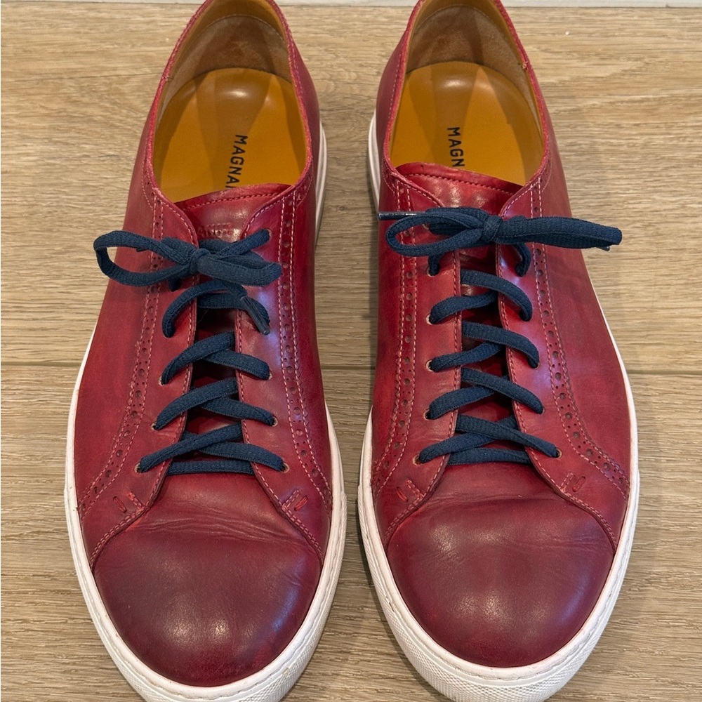 Magnanni Bogue Leather Derby Trainer Shoes - Oxblood Red - Men’s 11 M